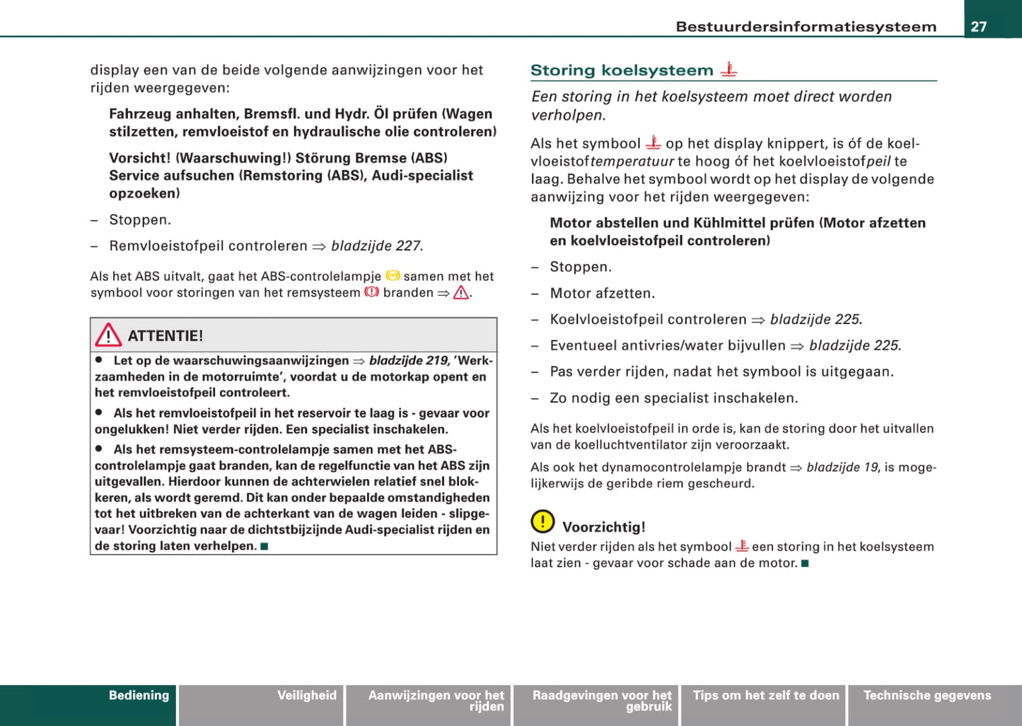 2005-2008 Audi A4 Cabriolet Owner's Manual | Dutch