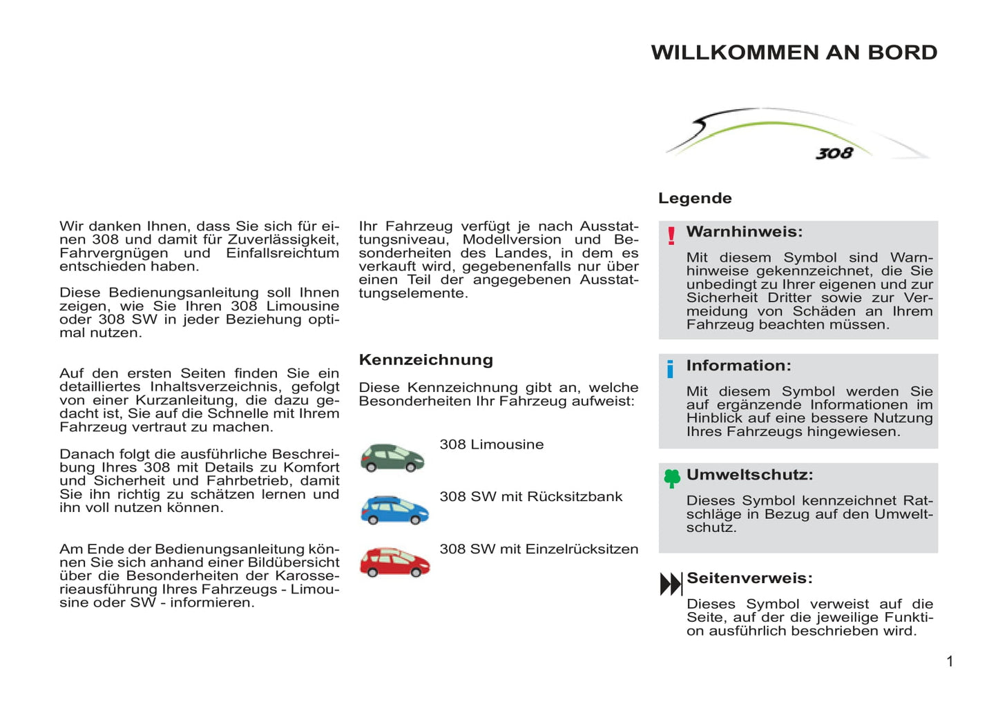 2012-2013 Peugeot 308 Manuel du propriétaire | Allemand