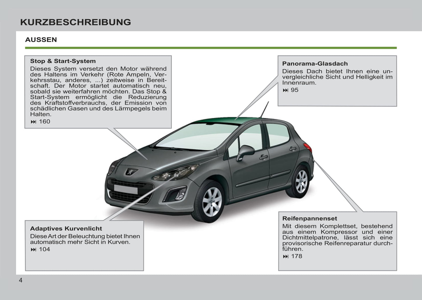 2012-2013 Peugeot 308 Manuel du propriétaire | Allemand