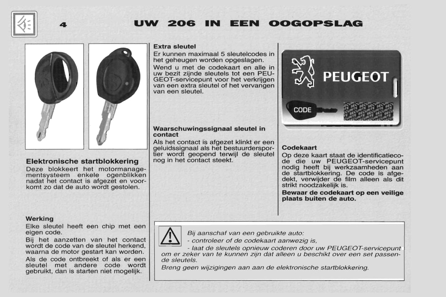 2001-2002 Peugeot 206 Bedienungsanleitung | Niederländisch