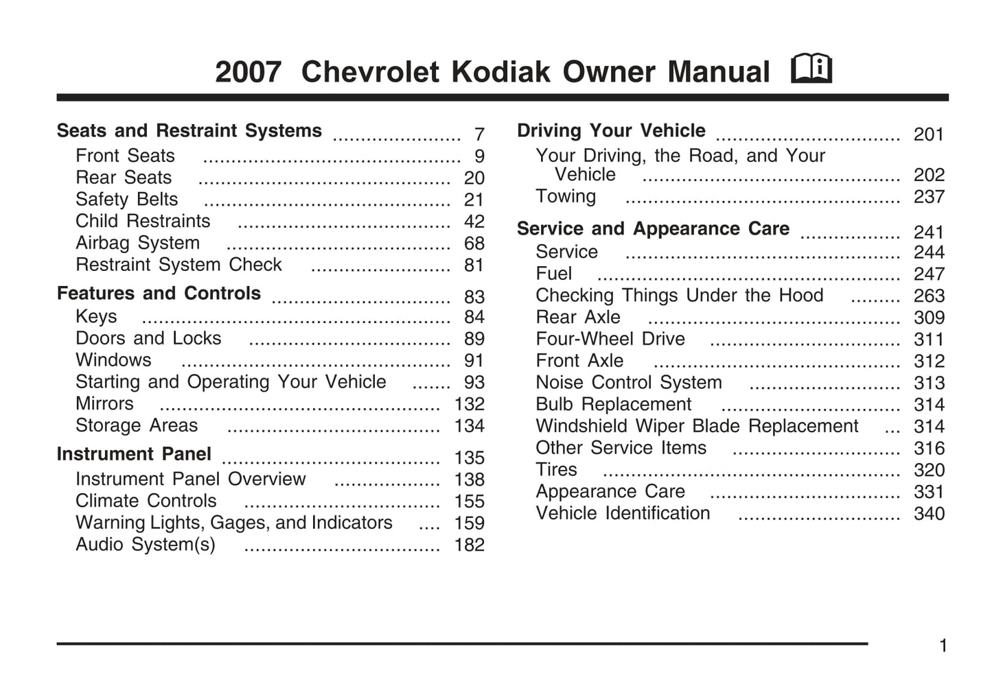 2007 Chevrolet Kodiak Owner's Manual | English