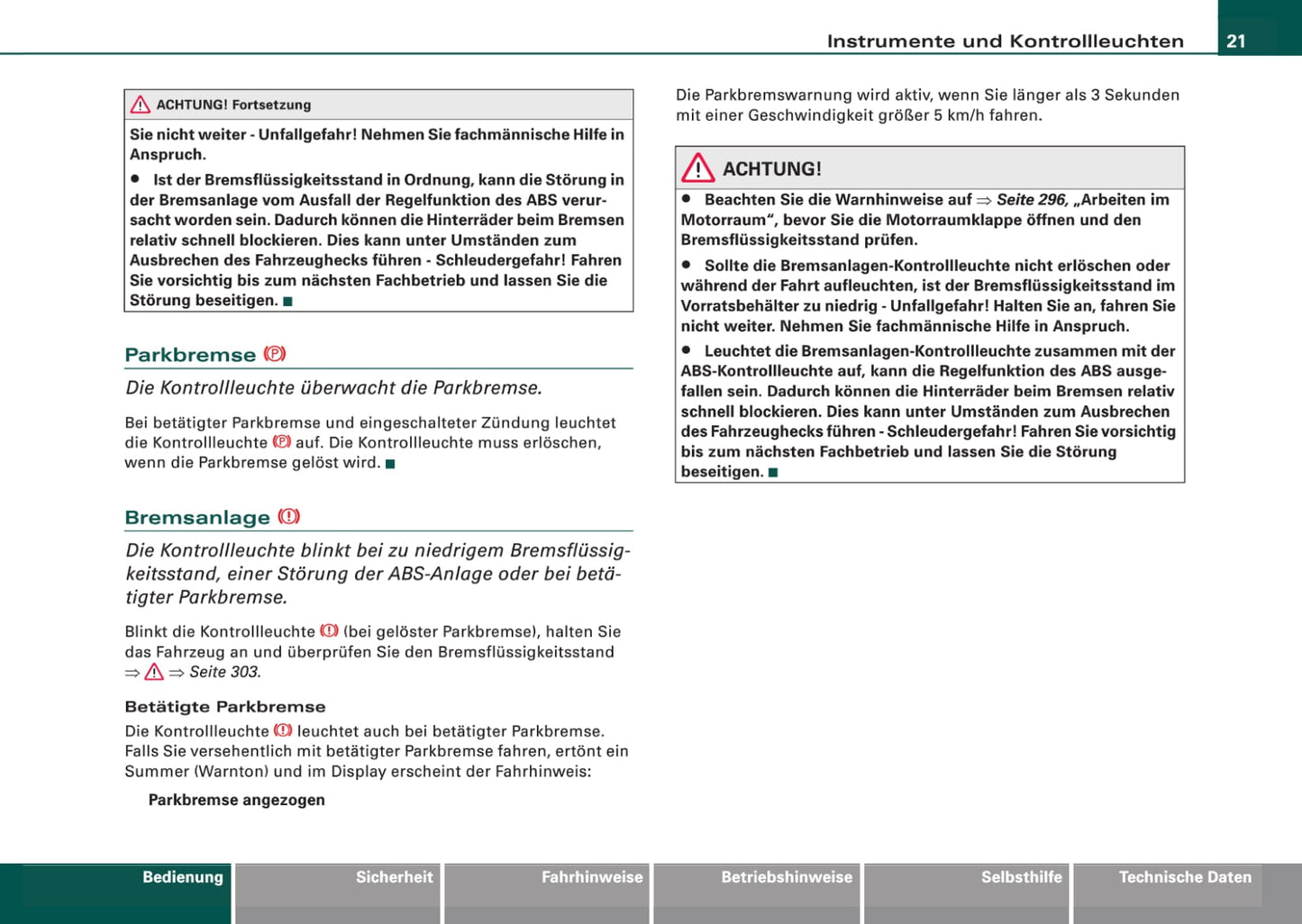 2006-2009 Audi Q7 Owner's Manual | German