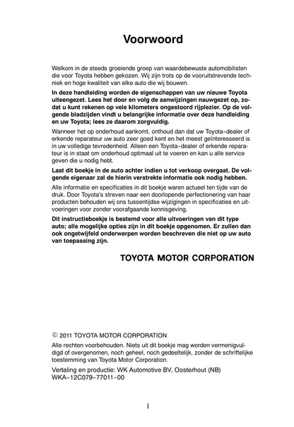 2011-2012 Toyota RAV4 Owner's Manual | Dutch