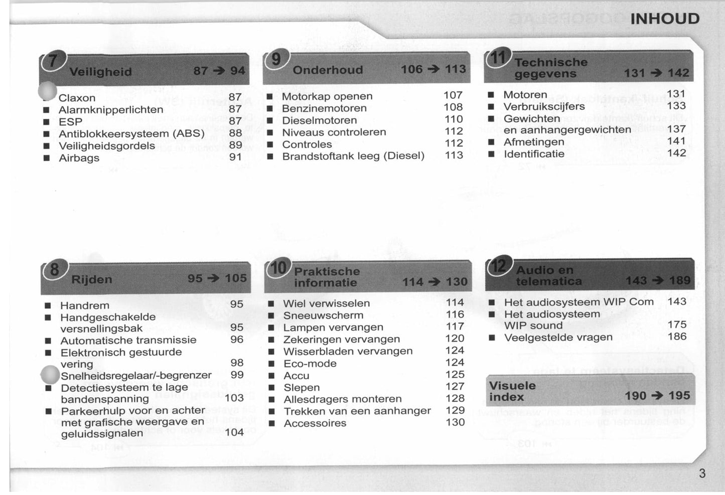 2008-2009 Peugeot 407/407 SW Owner's Manual | Dutch