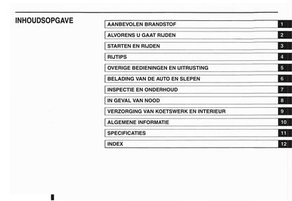 2012 Nissan Pixo Owner's Manual | Dutch