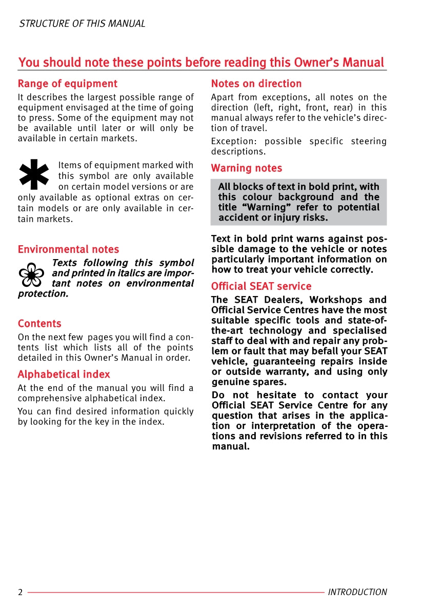 2003-2004 Seat Leon Owner's Manual | English