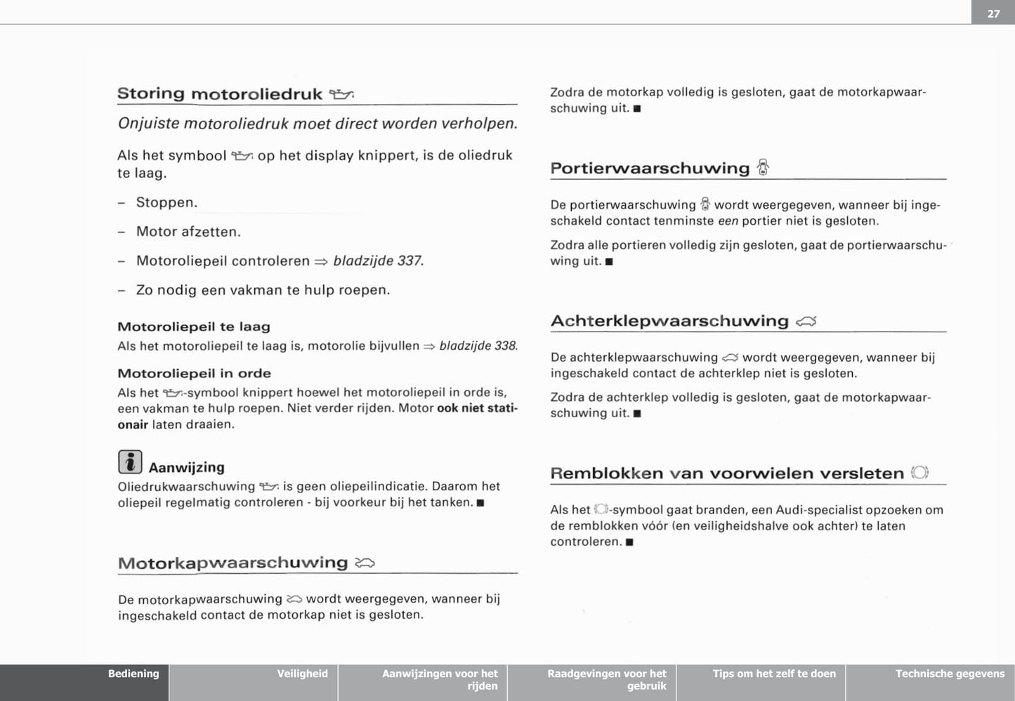 2003-2008 Audi A3 Owner's Manual | Dutch