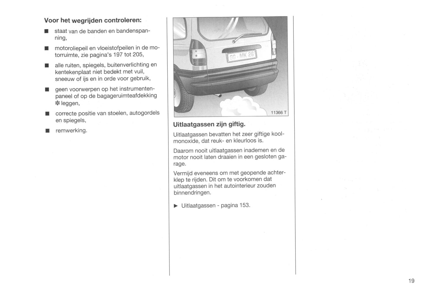 1999-2001 Opel Zafira Bedienungsanleitung | Niederländisch