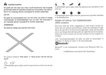 2008-2009 Nissan Qashqai Owner's Manual | Dutch