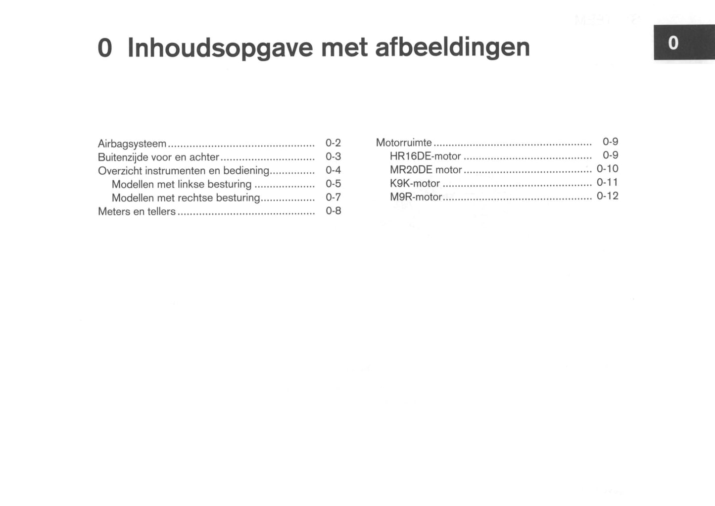 2008-2009 Nissan Qashqai Owner's Manual | Dutch