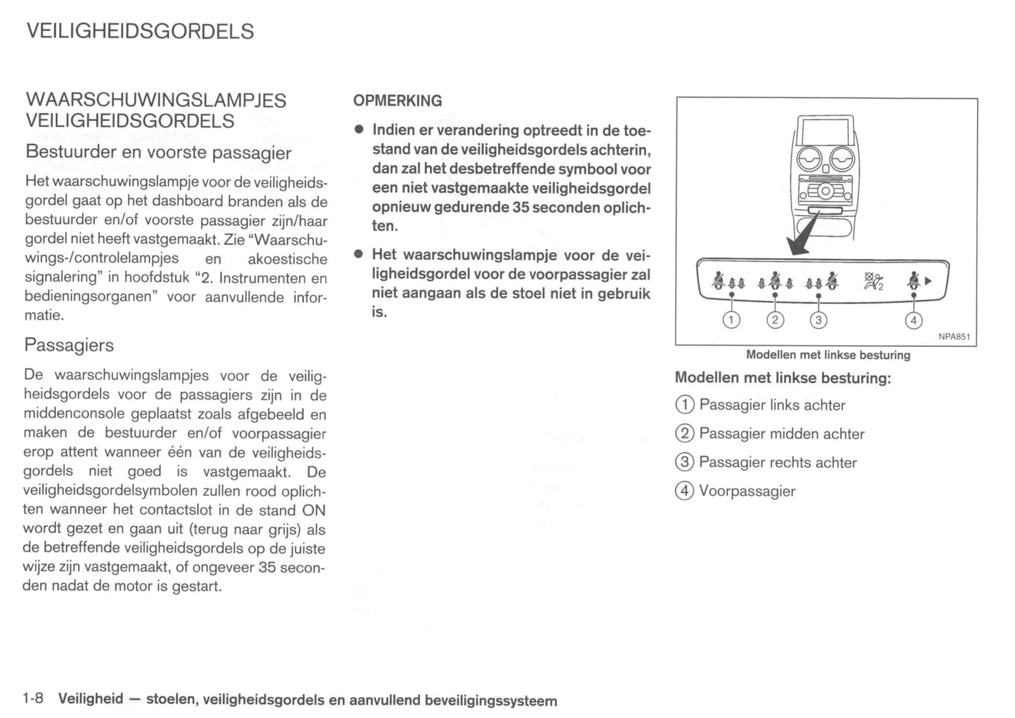 2008-2009 Nissan Qashqai Owner's Manual | Dutch