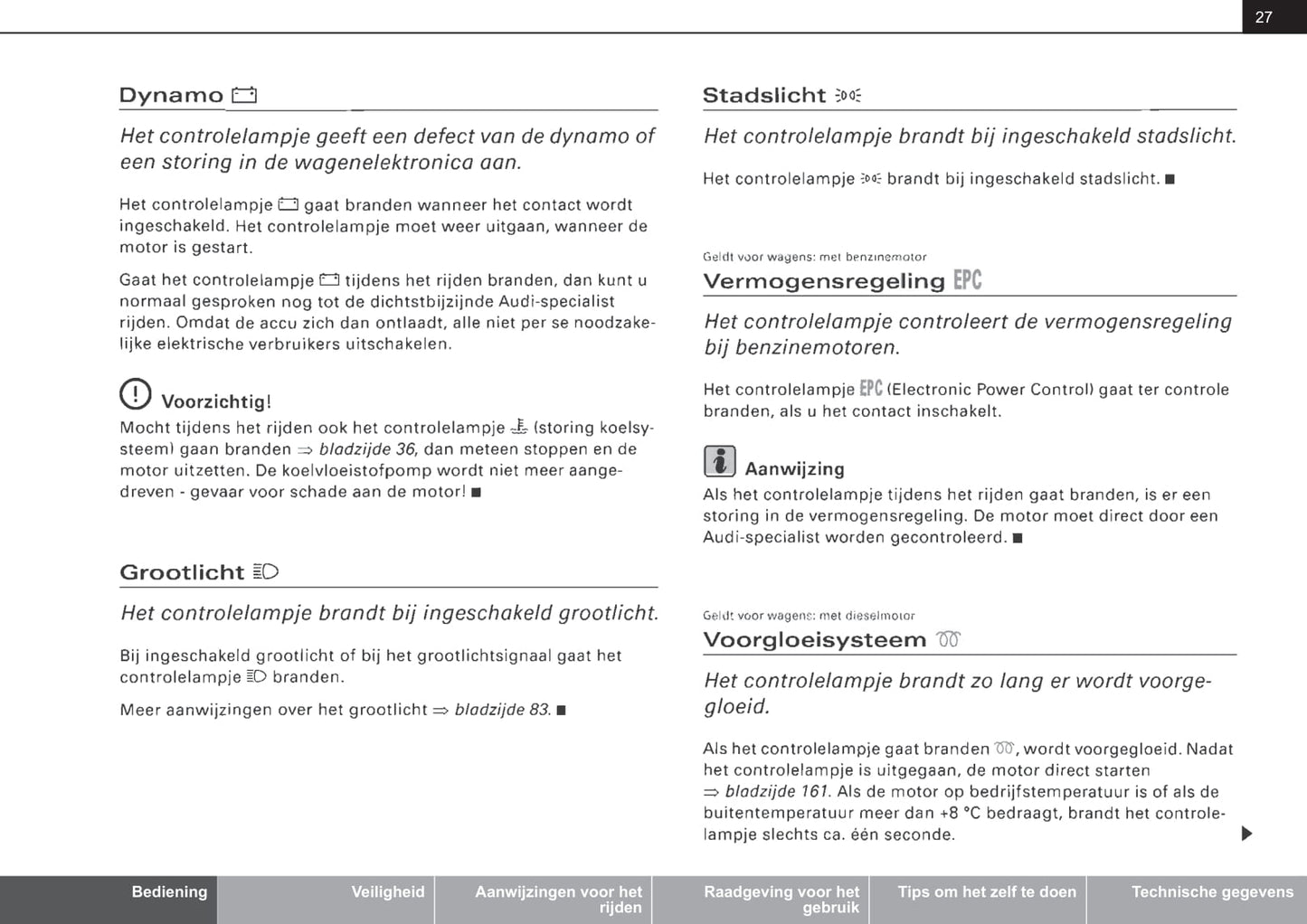 2001-2004 Audi A4 Avant Owner's Manual | Dutch