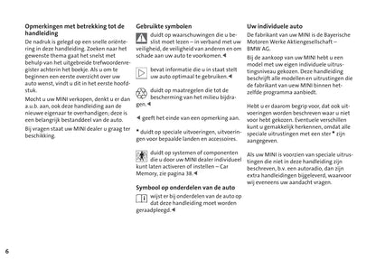 2001-2006 Mini Cooper/Cooper S/One Gebruikershandleiding | Nederlands