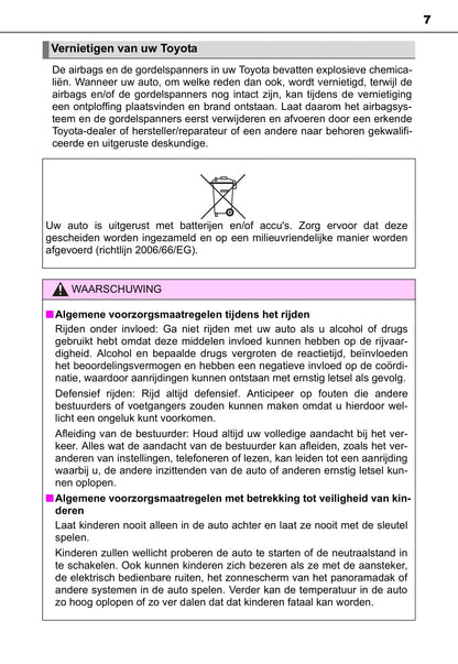 2014-2015 Toyota Yaris Owner's Manual | Dutch