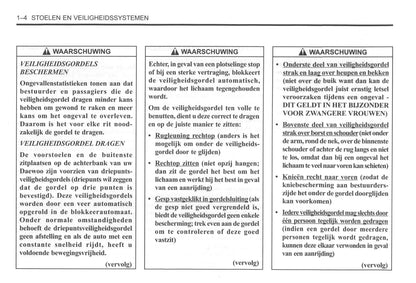 2000-2004 Daewoo Tacuma Bedienungsanleitung | Niederländisch