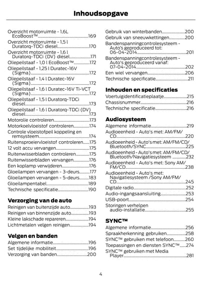 2014-2015 Ford Fiesta Owner's Manual | Dutch