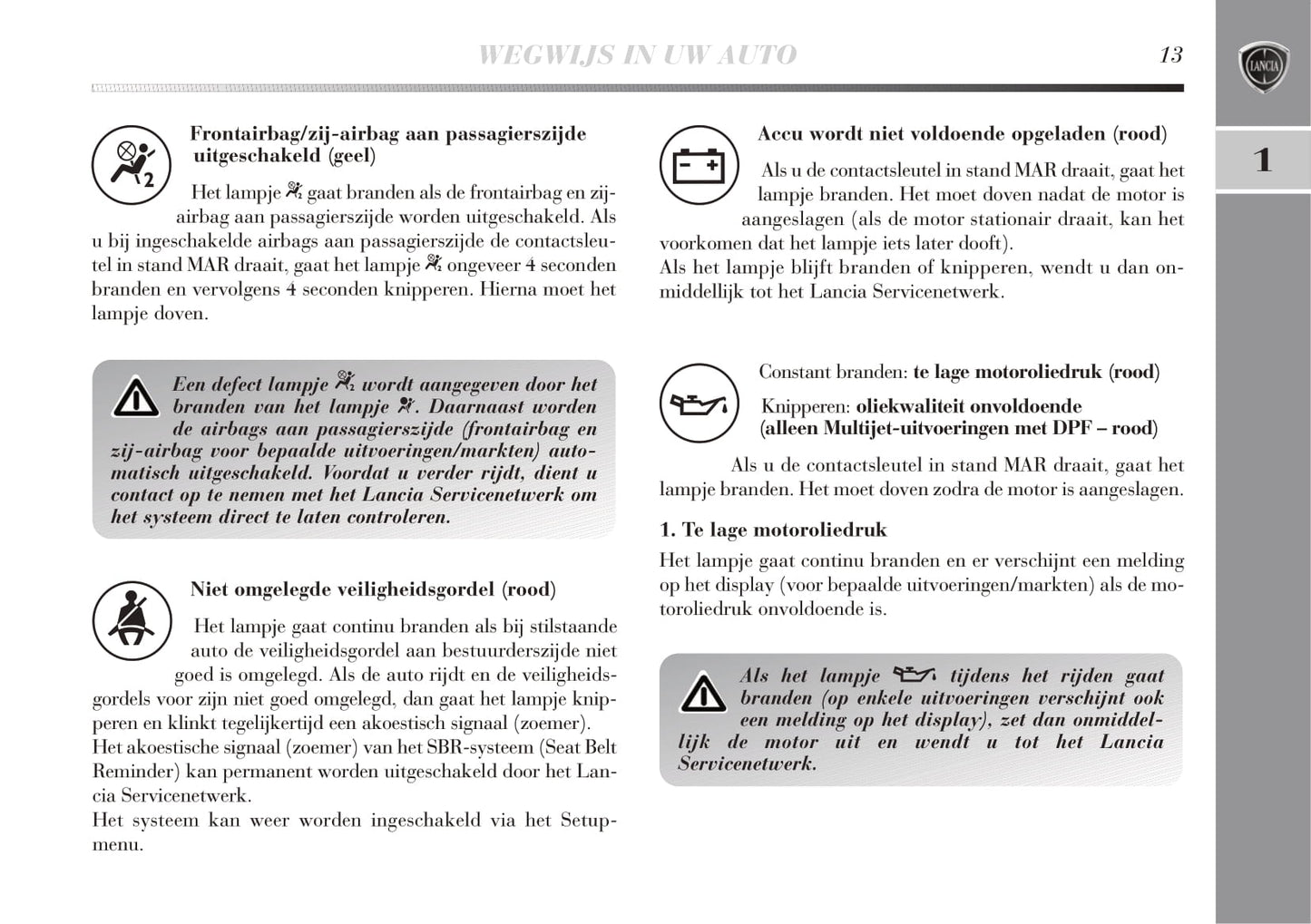 2011-2014 Lancia Delta Owner's Manual | Dutch