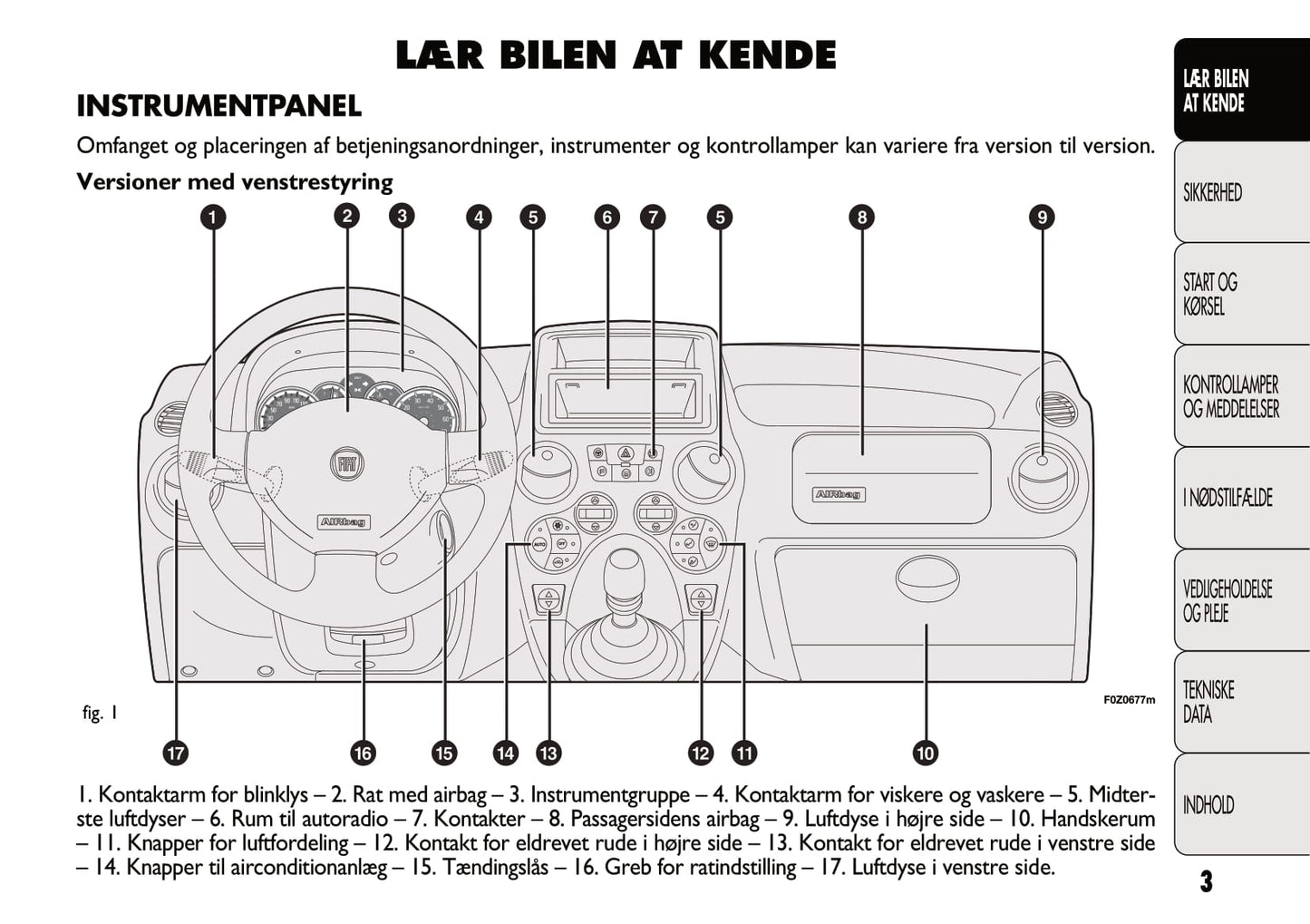 2011-2012 Fiat Panda Bedienungsanleitung | Dansk