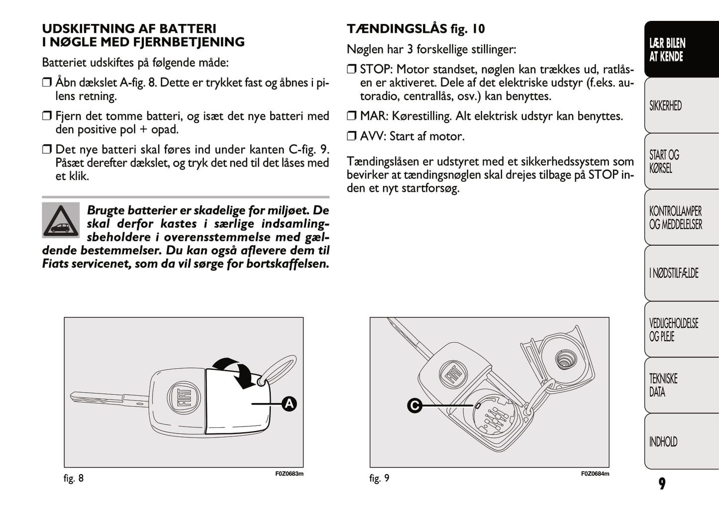 2011-2012 Fiat Panda Bedienungsanleitung | Dansk