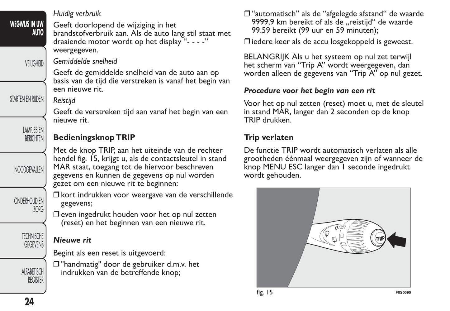 2013-2014 Fiat 500 Owner's Manual | Dutch