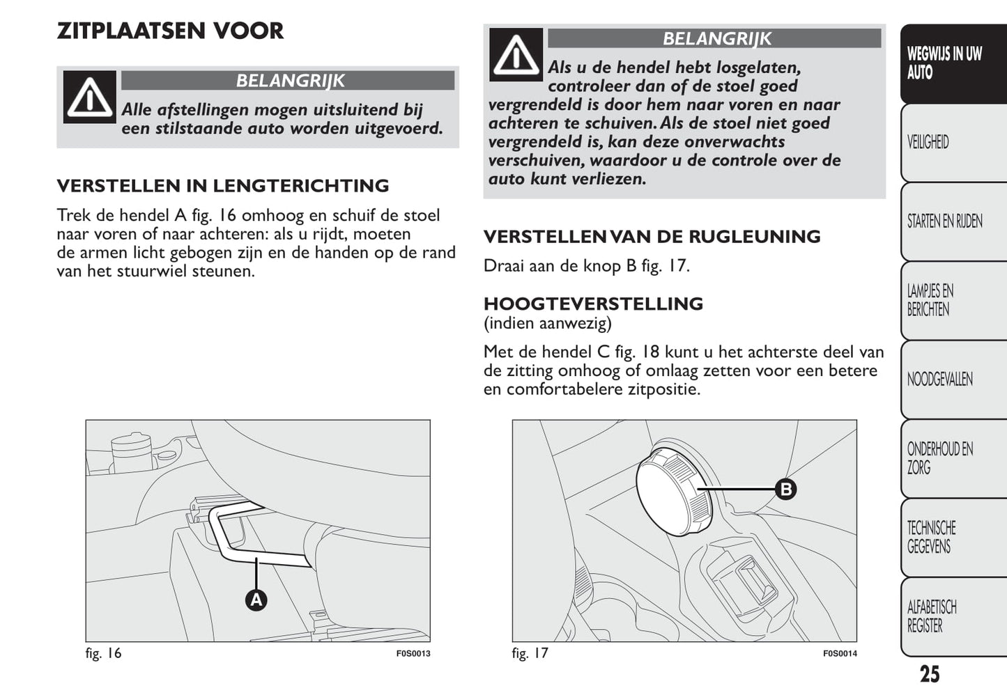 2013-2014 Fiat 500 Owner's Manual | Dutch