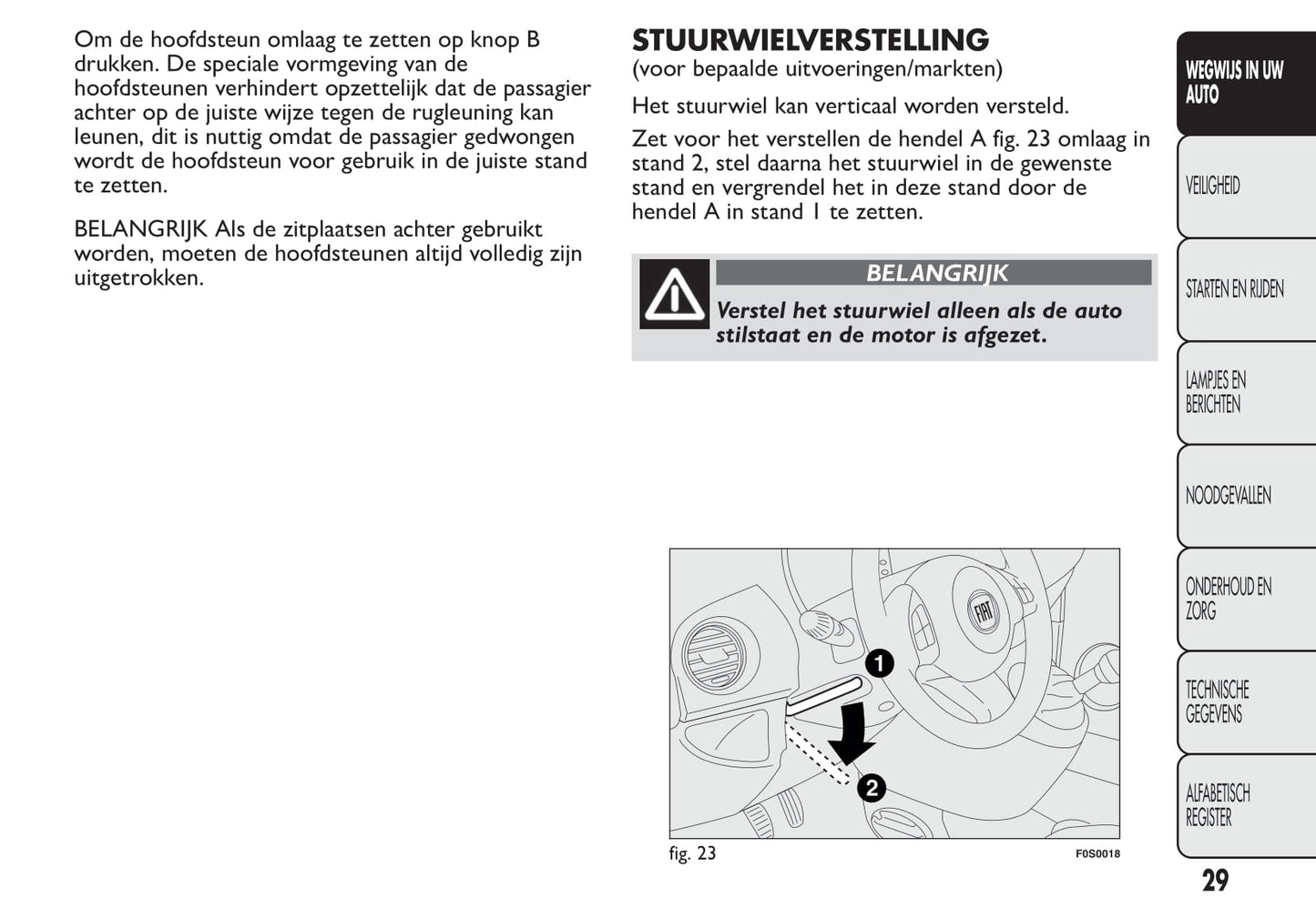 2013-2014 Fiat 500 Owner's Manual | Dutch