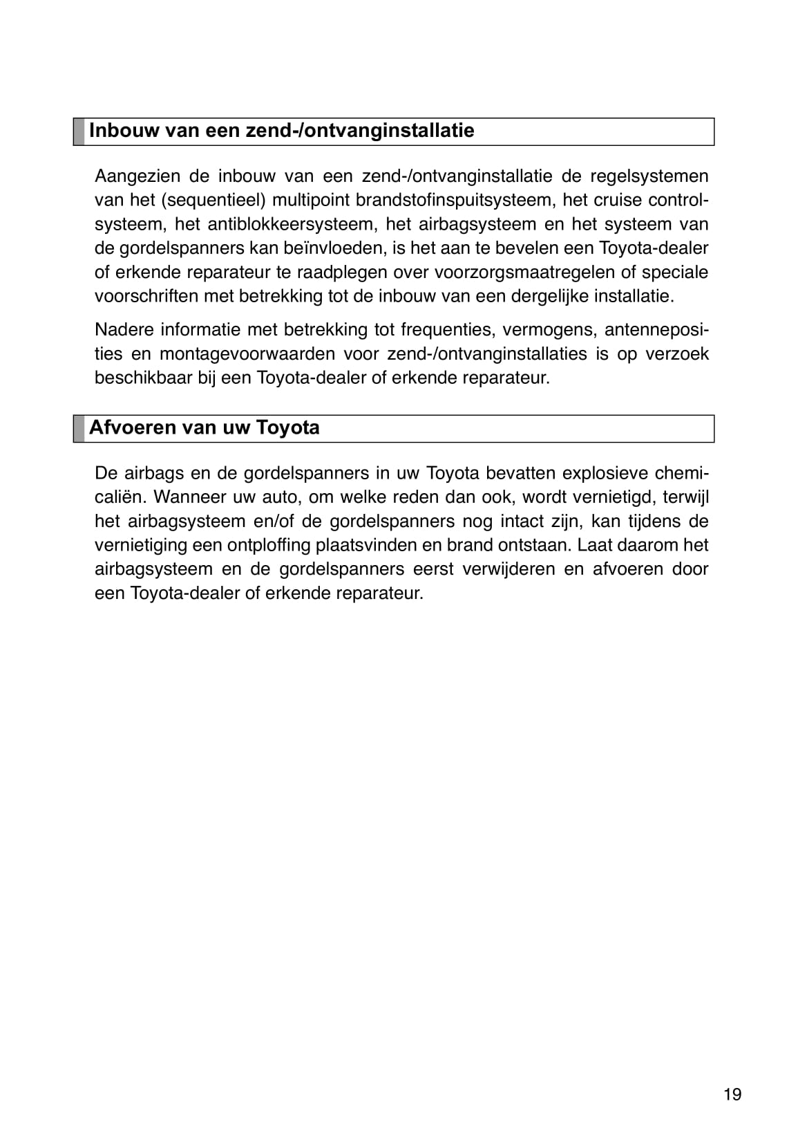 2012-2013 Toyota Auris Owner's Manual | Dutch