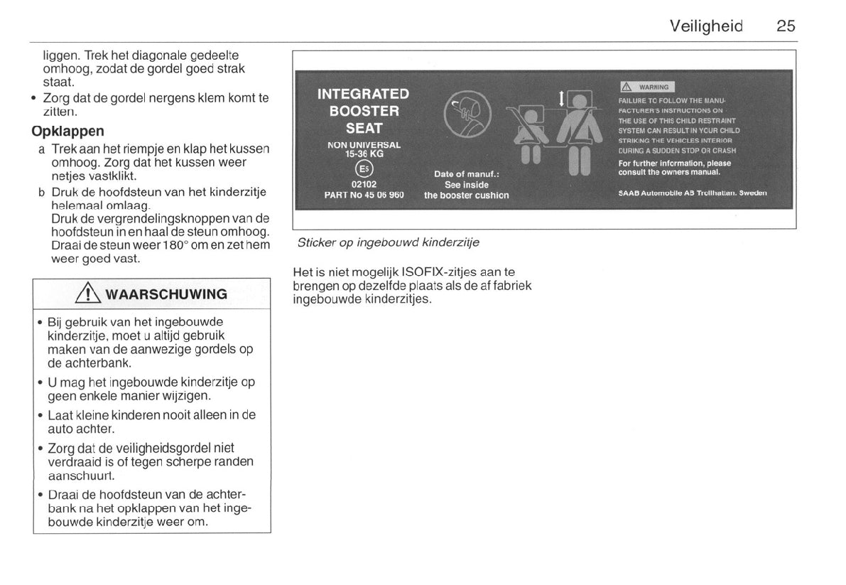 1998-2002 Saab 9-3 Owner's Manual | Dutch