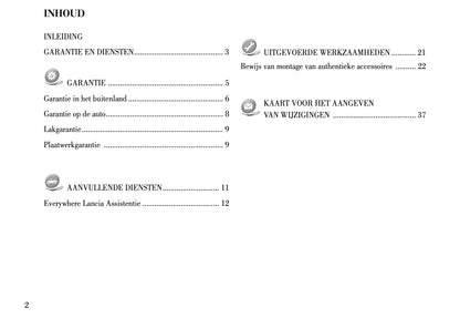 Lancia Garantieboekje 2012