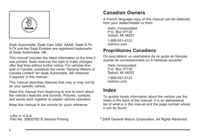 2005-2009 Saab 9-7X Owner's Manual | English