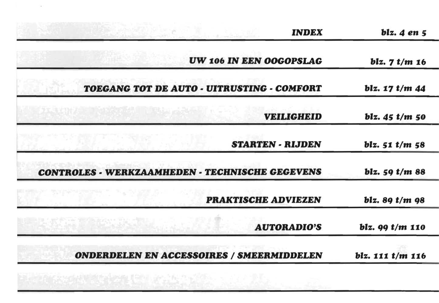 1996-2000 Peugeot 106 Gebruikershandleiding | Nederlands