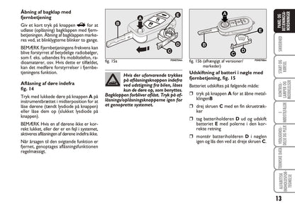 2010-2011 Fiat Idea Bedienungsanleitung | Dansk