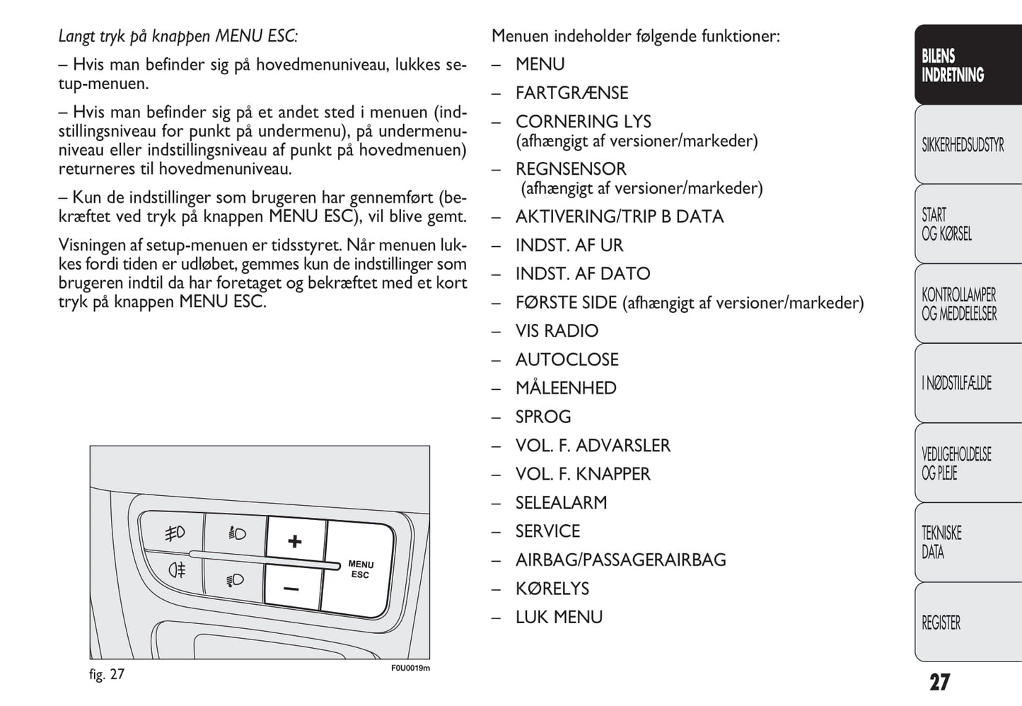 2010-2011 Fiat Punto Evo Bedienungsanleitung | Dansk