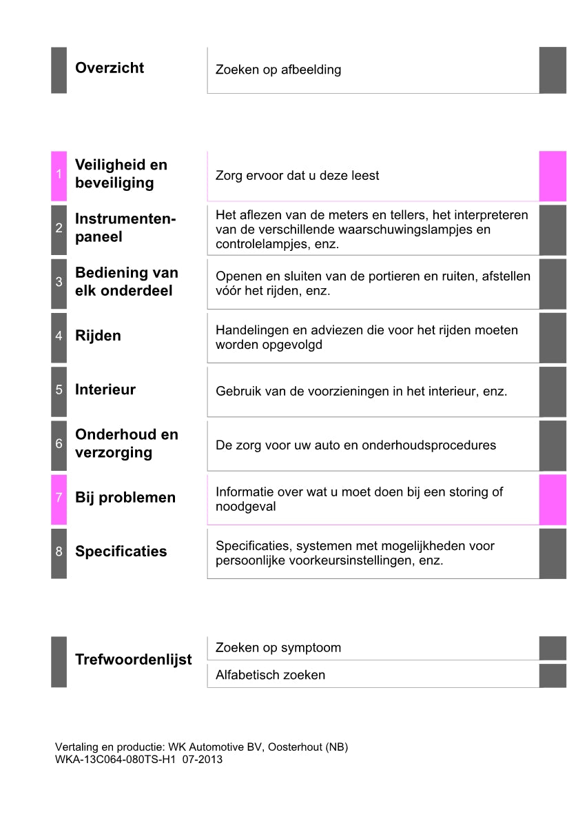 2013-2014 Toyota Auris Hybrid Touring Sports Owner's Manual | Dutch