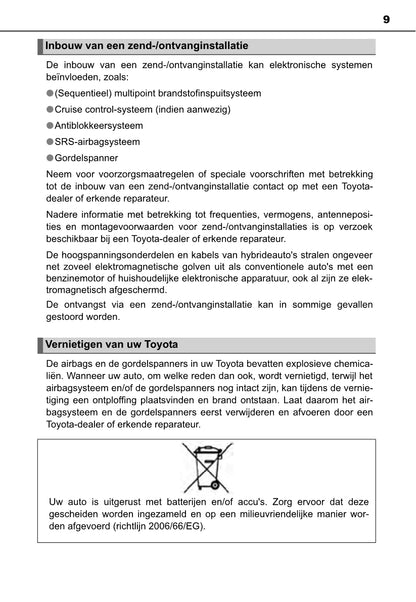 2013-2014 Toyota Auris Hybrid Touring Sports Owner's Manual | Dutch