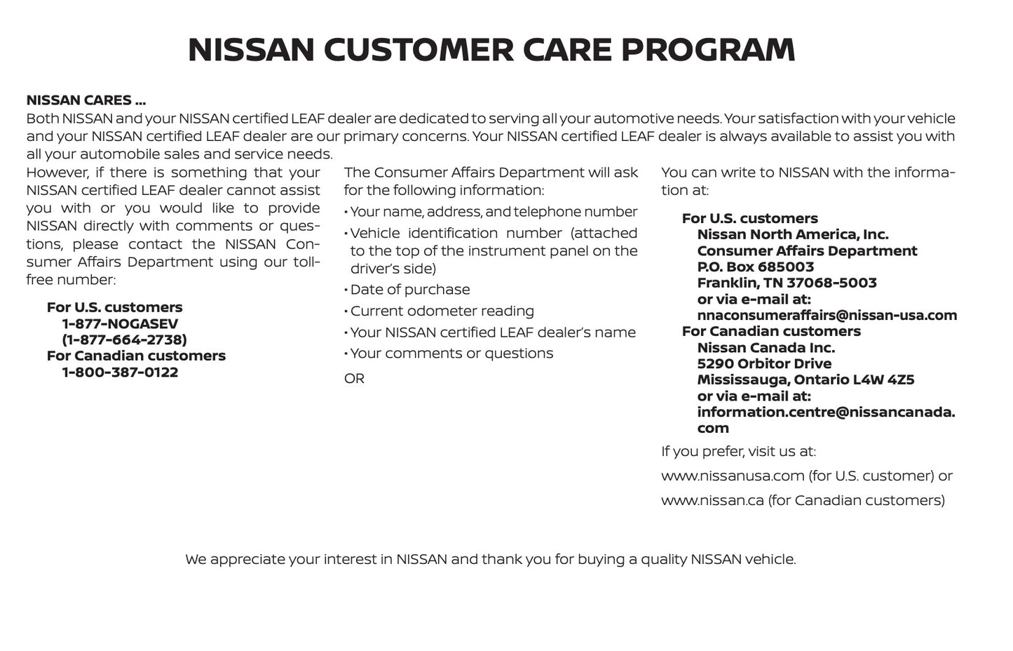 2019 Nissan Leaf Owner's Manual | English