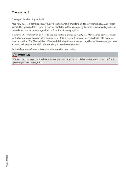 2018-2023 Audi Q3/Q3 Sportback/RS Q3/RS Q3 Sportback Owner's Manual | English