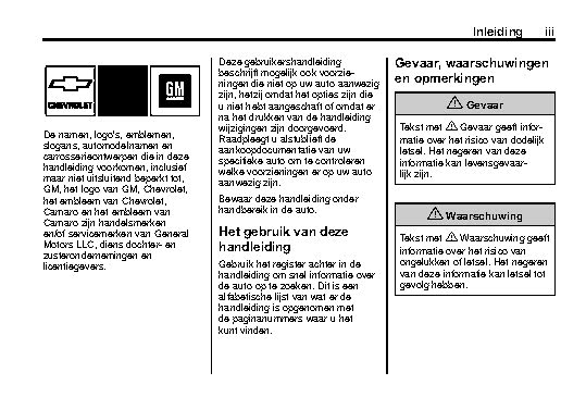 2014 Chevrolet Camaro Owner's Manual | Dutch