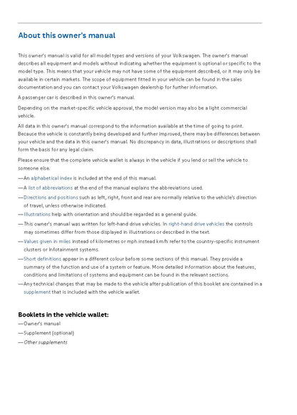 2020-2023 Volkswagen ID.3 Gebruikershandleiding | Engels