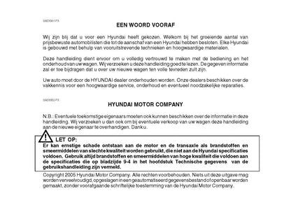 2005-2006 Hyundai Santa Fe Gebruikershandleiding | Nederlands