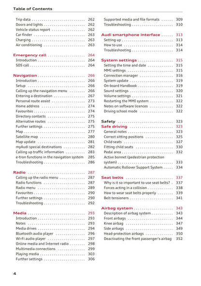 2016-2018 Audi A3/A3 Cabriolet/A3 Saloon/A3 Sportback/A3 Sportback e-tron/A3 Sportback g-tron/RS 3 Saloon/RS 3 Sportback/S3/S3 Cabriolet/S3 Saloon/S3 Sportback Owner's Manual | English