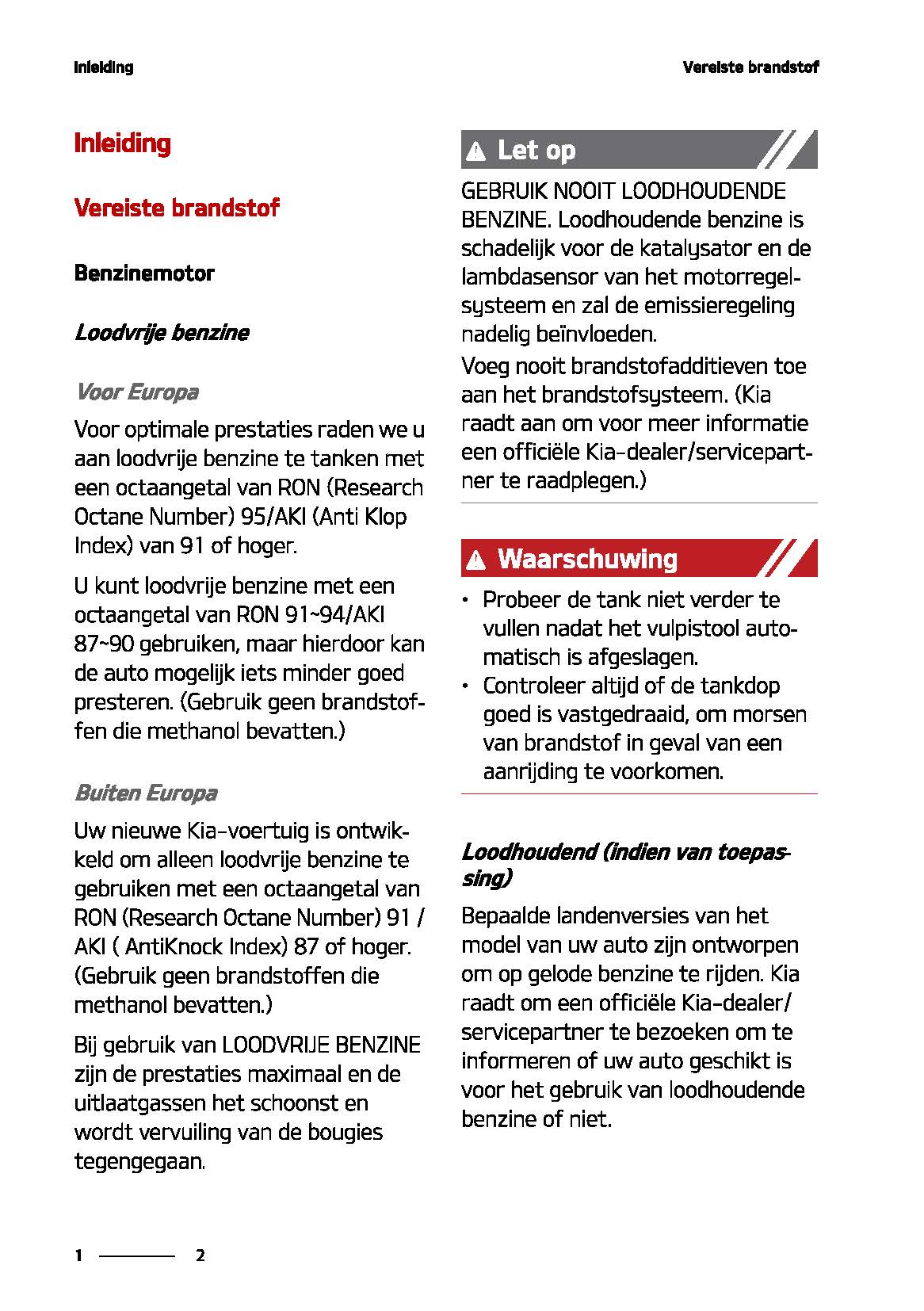 2020-2021 Kia Stinger Owner's Manual | Dutch