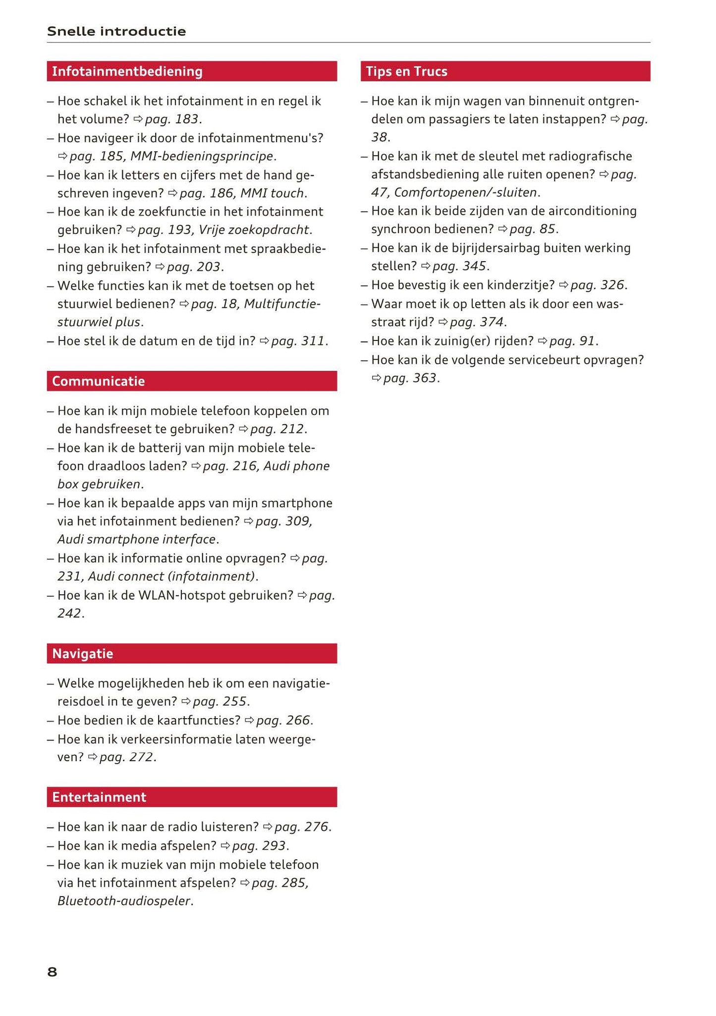 2018-2019 Audi A4/RS 4/S4 Gebruikershandleiding | Nederlands