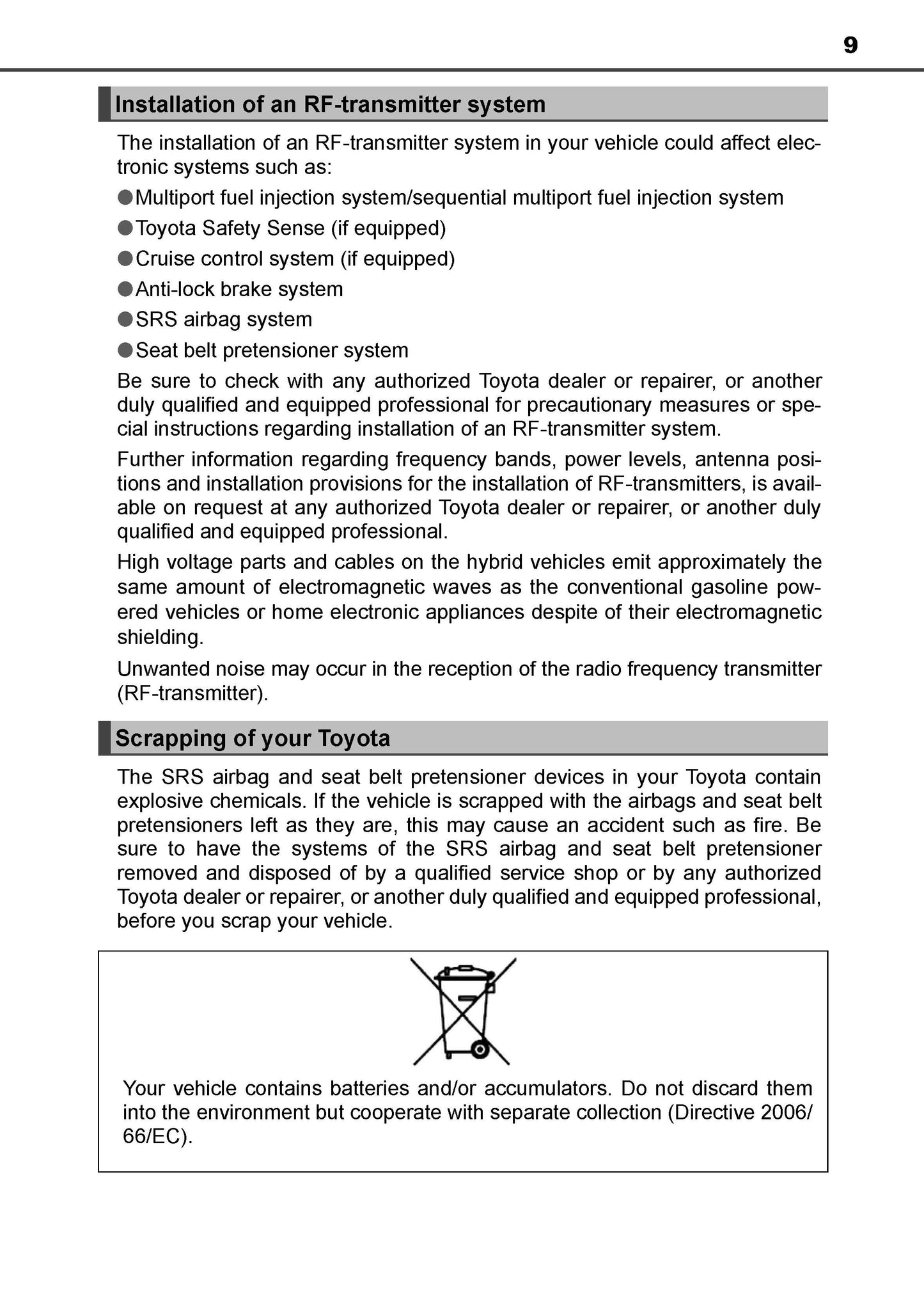 2018-2019 Toyota Auris Hybrid Owner's Manual | English