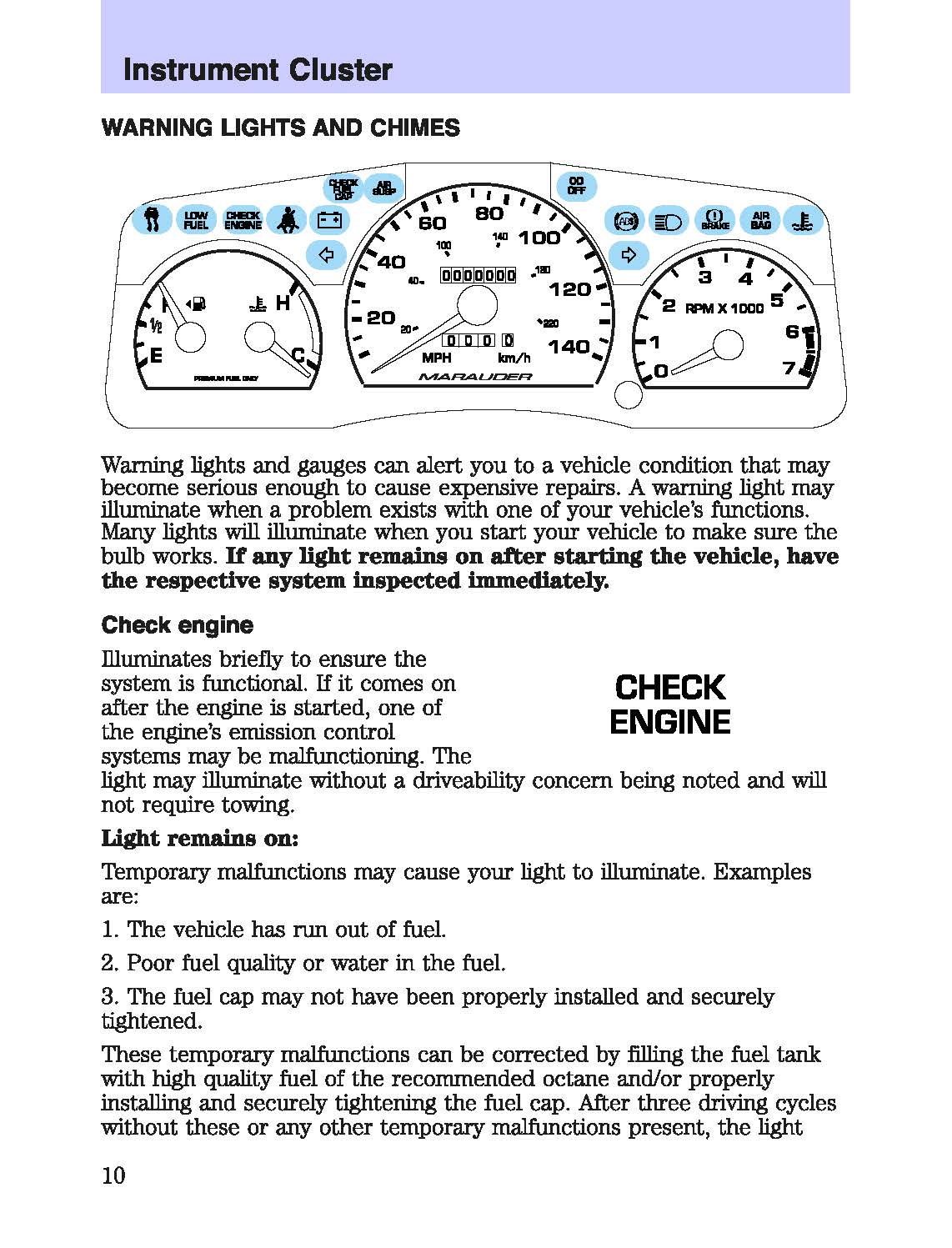 2003 Mercury Marauder Gebruikershandleiding | Engels