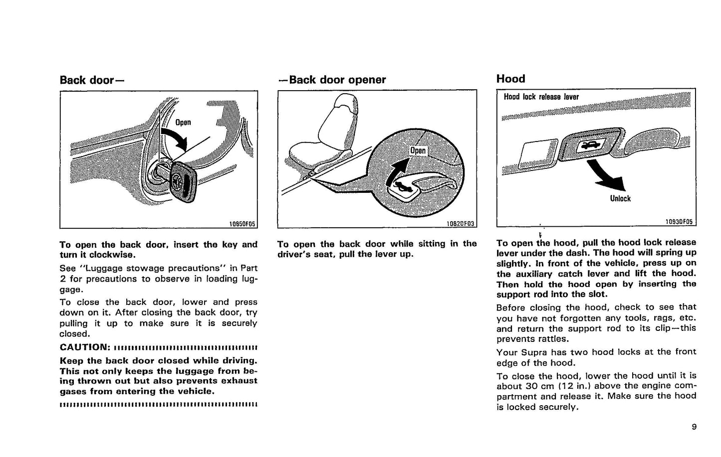 1993 Toyota Supra Owner's Manual | English