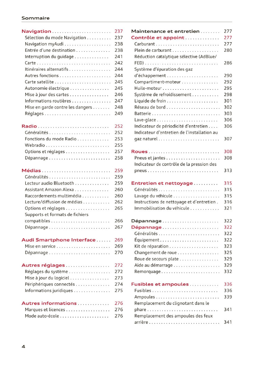 2020-2023 Audi A3 Limousine/A3 Sportback/A3 Sportback g-tron/S3 Limousine/S3 Sportback Owner's Manual | French