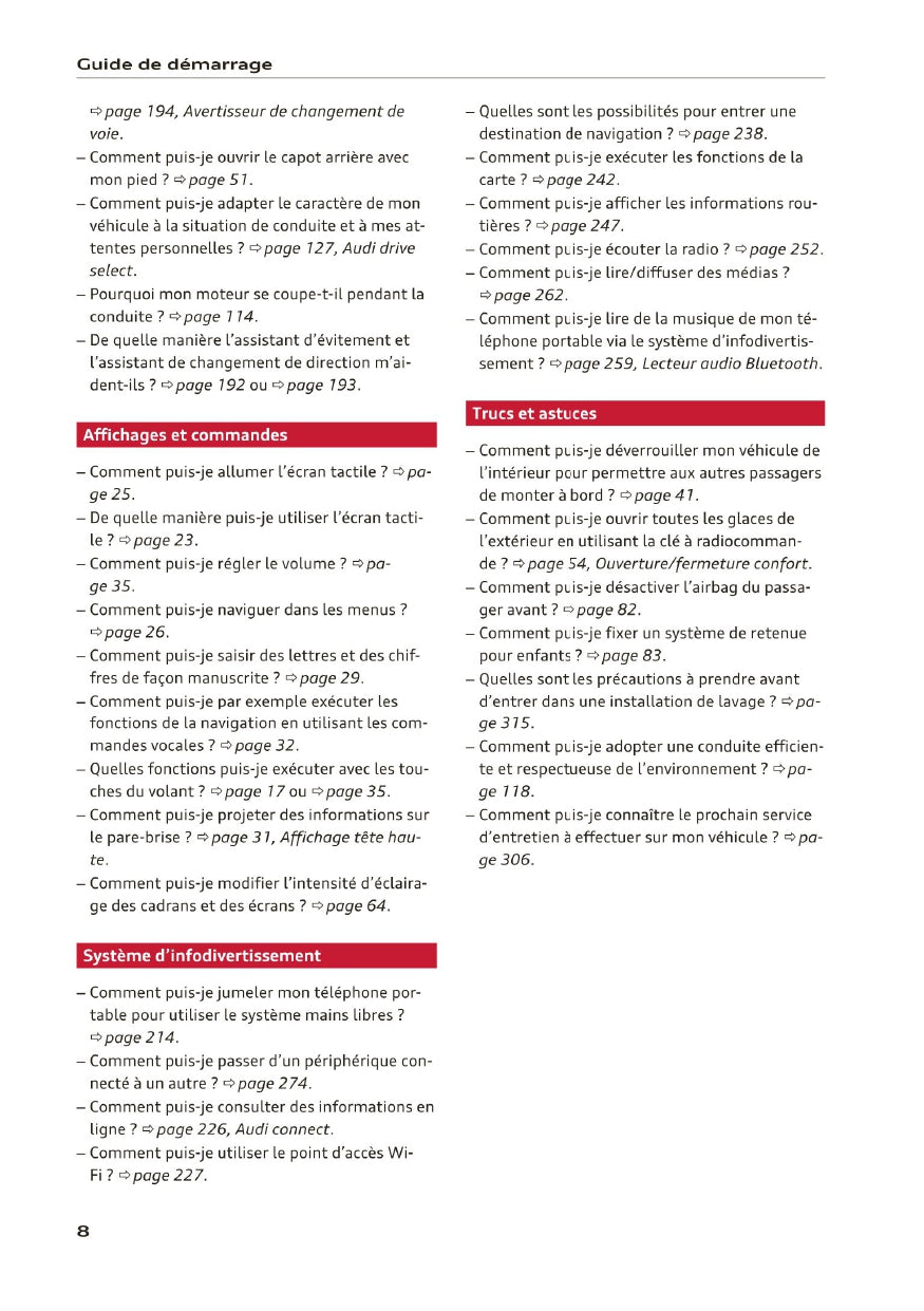 2020-2023 Audi A3 Limousine/A3 Sportback/A3 Sportback g-tron/S3 Limousine/S3 Sportback Owner's Manual | French