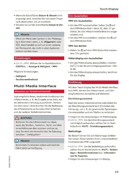 2020-2023 Audi A3 Limousine/A3 Sportback/A3 Sportback g-tron/S3 Limousine/S3 Sportback Owner's Manual | German